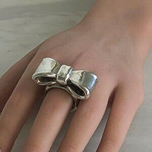 E&L Israel Sterling Silver Electroform Bow Ring Sz.9